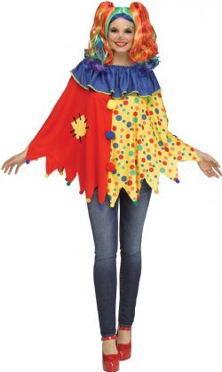 CLOWN -  COLORFUL CLOWN PONCHO (ADULT - ONE SIZE)