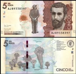 COLOMBIA -  5000 PESOS 2020 (UNC) 459F