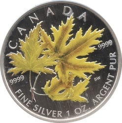 COLORED MAPLE LEAVES -  SILVER MAPLE LEAF -  2006 CANADIAN COINS 06