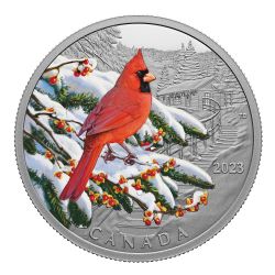 COLOURFUL BIRDS -  NORTHERN CARDINAL -  2023 CANADIAN COINS 03