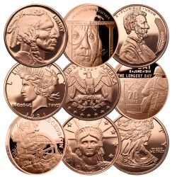 COPPER ROUNDS COINS -  ONE OUNCE FINE COPPER ROUND COIN - WITHOUT SERIAL NUMBER