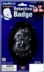 COPS AND ROBBERS -  DETECTIVE BADGE WITH CHAIN - SILVER