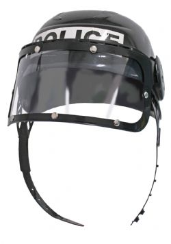 COPS AND ROBBERS -  POLICE HELMET WITH EYE SHIELD - BLACK (CHILD)