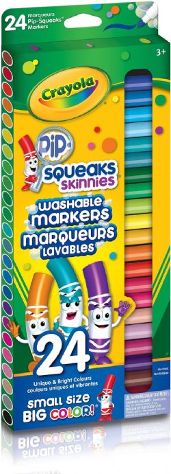 CRAYOLA -  24 WASHABLE MARKERS - PIP-SQUEAKS SKINNIES FINE LINE