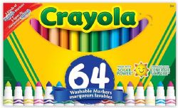 CRAYOLA -  64 WASHABLE MARKERS - BROAD LINE VARIETY PACK