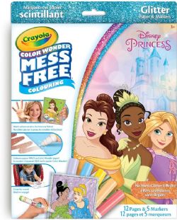 CRAYOLA -  DISNEY PRINCESSES - GLITTER PAPER & MARKERS KIT -  COLOR WONDER