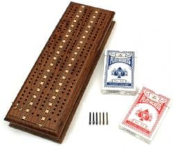 CRIBBAGE (3 TRACK SPRINT, STAINED TEAK WITH STORAGE)