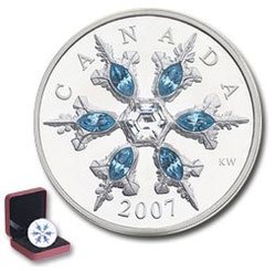 CRYSTAL SNOWFLAKES -  BLUE CRYSTAL SNOWFLAKE -  2007 CANADIAN COINS 01