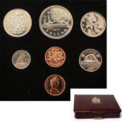 CUSTOM SETS -  1977 CUSTOM SET - ATTACHED JEWELS, SHORT WATER LINES -  1977 CANADIAN COINS 07