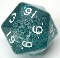 D20 JUMBO ETHEREAL - GLITTER BLUE WITH WHITE NUMBERS -  ETHEREAL