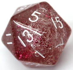 D20 JUMBO ETHEREAL - GLITTER PINK WITH WHITE NUMBERS -  ETHEREAL