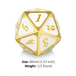 D20 SPINDOWN (WHITE & GOLD) - 1 DICE