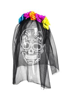 DAY OF THE DEAD -  HEADBAND WITH VEIL