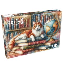 DELFY PUZZLE -  BOOKS, GLOBE & PURRS (1000 PIECES)