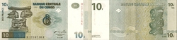 DEMOCRATIC REPUBLIC OF THE CONGO -  10 FRANCS 1997 (UNC)