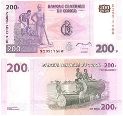 DEMOCRATIC REPUBLIC OF THE CONGO -  200 FRANCS 2003 (UNC)