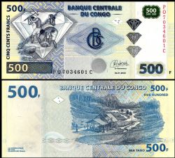 DEMOCRATIC REPUBLIC OF THE CONGO -  500 FRANCS 2022 (UNC) 96D