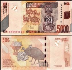 DEMOCRATIC REPUBLIC OF THE CONGO -  5000 FRANCS 2020 (UNC) 102