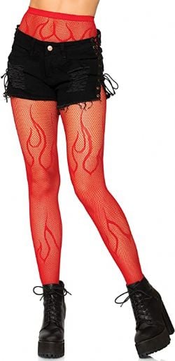 DEVILS AND SHE-DEVILS -  FLAME NET TIGHTS - RED (ADULT - ONE SIZE)