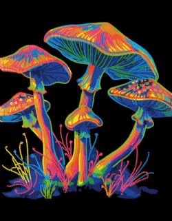DIAMOND DOTZ -  NEON MUSHROOMS (INTERMEDIATE, 14