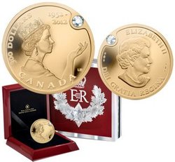 DIAMOND JUBILEE -  QUEEN'S DIAMOND JUBILEE WITH A REAL DIAMOND -  2012 CANADIAN COINS