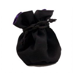 DICE BAG -  BLACK WITH LINING OF VARIED COLORS (MEDIUM)