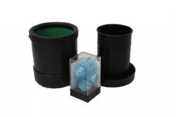 DICE CUP -  PLASTIC WITH LID - BLACK