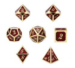 DICE HABIT -  7 DICE RPG SET, METAL & ENAMEL, FIREFLIES -  7 DICE RPG SET