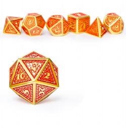 DICE HABIT -  7 DICE RPG SET, METAL & ENAMEL, PHOENIX -  7 DICE RPG SET