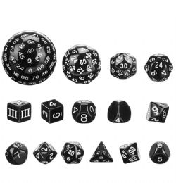 DICE HABIT -  D3-D100, BLACK -  COMPLETE RPG DICE SET RESIN