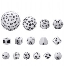 DICE HABIT -  D3-D100, WHITE -  COMPLETE RPG DICE SET RESIN