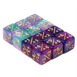 DICE HABIT -  DICE COUNTER, POSITIVE/NEGATIVE (CYAN/PURPLE) - 12 DICES -  DICE COUNTER