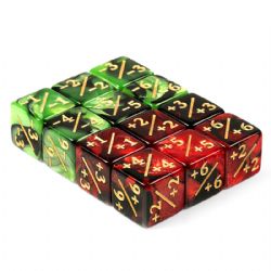 DICE HABIT -  DICE COUNTER, POSITIVE/NEGATIVE (RED/GREEN) - 12 DICES -  DICE COUNTER