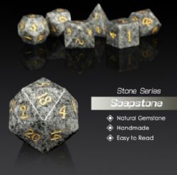 DICE HABIT -  GEMSTONE, SOAPSTONE -  7 DICE RPG SET NATURAL GEMSTONE