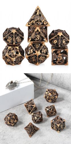 DICE HABIT -  HOLLOW, DRAGON BRASS -  7 DICE RPG SET HOLLOW DRAGON