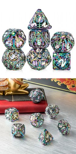 DICE HABIT -  HOLLOW SKELETON, IRIDESCENCE -  7 DICE RPG SET SKELETON