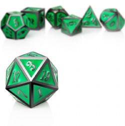 DICE HABIT -  METAL & ENAMEL, APPLE & GUNMETAL -  7 DICE RPG SET METAL & ENAMEL