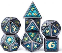 DICE HABIT -  METAL & ENAMEL, ATLANTIS -  7 DICE RPG SET METAL & ENAMEL