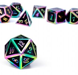 DICE HABIT -  METAL & ENAMEL, BLACK IRIDESCENCE -  7 DICE RPG SET METAL & ENAMEL