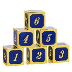 DICE HABIT -  METAL & ENAMEL, BLUE & GOLD -  12D6 DICE SET METAL & ENAMEL,
