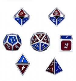 DICE HABIT -  METAL & ENAMEL, BURGUNDY & BLUE -  7 DICE RPG SET METAL & ENAMEL