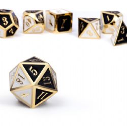 DICE HABIT -  METAL & ENAMEL, CHESS -  7 DICE RPG SET METAL & ENAMEL