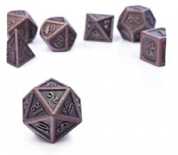 DICE HABIT -  METAL & ENAMEL, COPPER -  7 DICE RPG SET METAL & ENAMEL