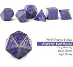 DICE HABIT -  METAL & ENAMEL, GRAPE & GUNMETAL -  7 DICE RPG SET METAL & ENAMEL