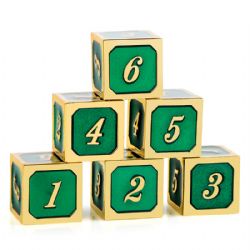 DICE HABIT -  METAL & ENAMEL, GREEN & GOLD -  12D6 DICE SET METAL & ENAMEL,