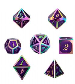 DICE HABIT -  METAL & ENAMEL, PURPLE IRIDESCENCE -  7 DICE RPG SET METAL & ENAMEL