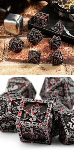 DICE HABIT -  METAL & ENAMEL, REAPER, BLOOD & IRON -  7 DICE RPG SET REAPER