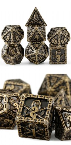 DICE HABIT -  METAL & ENAMEL, REAPER, BRONZE -  7 DICE RPG SET REAPER