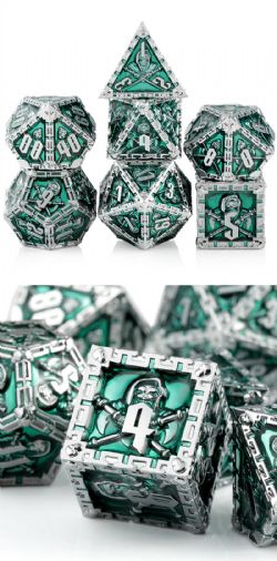 DICE HABIT -  METAL & ENAMEL, REAPER, GREEN -  7 DICE RPG SET REAPER