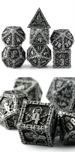 DICE HABIT -  METAL & ENAMEL, REAPER, IRON -  7 DICE RPG SET REAPER